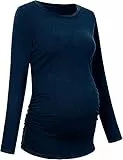 Saodimallsu Damen Umstandsshirt Langarm Stillshirt Umstandstop Rundhals Schwangerschafts Oberteil Nursing Tops Sommer Atmungsaktiv Schwanger T-Shirt Dunkelblau S