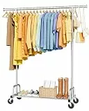 Sakugi Kleiderständer auf Rollen auf rädern – ein komponiertes Kleidungsstück mit Gitterablage & breiter Kleiderstange, ideal für Schlafzimmer, Wäscheraum, Eingangsbereich, 116 x 43 x 150 cm, Silber