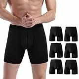 PUTUO Lange Boxershorts aus Bambusfaser für Herren: Superweich & Atmungsaktiv Unterwäsche - Ohne Etikett 3D Frontdesign Retroshorts Unterhosen für Maenner 6er Pack, Schwarz,M