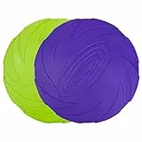 Vivifying Frisbee Hund, 2 Stück 15cm Hundefrisbee aus Natürlichem Kautschuk für Land und Wasser (Grün + Lila)