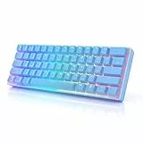 HK Gaming GK61 mechanische 60 Prozent Tastatur | 61 programmierbare Tasten mit RGB Beleuchtung | Kompatibel mit Windows PC & Mac | QWERTY Layout | Hotswap Gateron Mechanical Blue Switches | Malibu