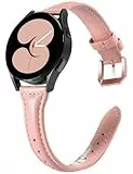 Wearlizer Armband Kompatibel mit Samsung Galaxy Watch 6/7/4/5 40mm 44mm, 20mm Leder Ersatzarmband für Watch 6 Classic/ 5 Pro/4 Classic/Active 2/3 41mm, Rosarot/Rosegold