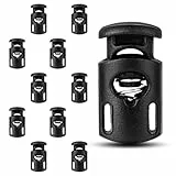 Bewudy 10 Stück Kordel Stopper Universal, Schwarz Kordelstopper 1 Loch, Zugkordel Stopper für bis Ø 5 mm Kordeln, Kordelklemme aus Kunststoff für Kordelzug Taschen Kleidung Rucksäcke Bastelbedarf