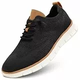 Herren-Oxford-Schuhe, Netzstoff, Freizeit-Sneaker, leicht, atmungsaktiv, Arbeit, Büro, Kleid, Schuhe, bequeme Wanderschuhe für Herren, Schwarz , 46 EU