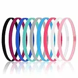 Ptwola 9 Stück Dünne Elastische Stirnbänder für Damen Anti-Rutsch Sport-Haarbänder Workout-Stirnband Modisches Schweißband zum Laufen, Yoga, Fitnessstudio 9 Farben