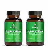 Vitabay Omega 3 Kapseln hochdosiert – 120 vegane Algenöl Kapseln - 2000 mg Algenöl pro Tagesverzehrmenge – mit DHA & EPA im 2:1 Verhältnis – laborgeprüft in Deutschland