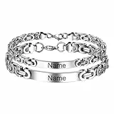 Cupimatch Paar Armband mit Gravur: Königskette Armbänder Personalisierte Edelstahl Glänzend Poliert Pärchen Armkette Geschenk für Damen Herren zu Weihnachten Jubiläum Hochzeit Geburtstag Valentinstag
