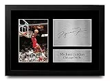 HWC Trading Michael Jordan A4 Gerahmte Signiert Gedruckt Autogramme Bild Druck-Fotoanzeige Geschenk Für Chicago Bulls Basketball-Fans