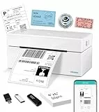 ORGBRO Bluetooth Etikettendrucker Z1 Plus DHL Thermodrucker Etikettiergerät 4x6 Versandetiketten Drucker Labeldrucker für Barcode, Adresse, Kompatibel mit Amazon, Etsy, Shopify, Weiß