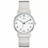 Dugena Herren-Armbanduhr 4460751 Moma Comfort, Quarz, weißes Zifferblatt, Edelstahlgehäuse, Mineralglas, Edelstahl-Zugband, 3 bar