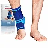 bonmedico Sprunggelenkbandage - Rutschfeste Knöchelbandage Sprunggelenk für Damen & Herren - Stützende Bandage für Fußgelenk, Achillessehne - Wellness Geschenke - 1 Fußbandage (Blau, XL)