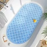 HITSLAM Oval Badewannenmatte rutschfest, 68 x 38 cm Antirutschmatte für Badewanne, Maschinenwaschbar Duschmatte rutschfest mit Saugnäpfen, BPA frei Badematte Schimmelresistent, Light Blue