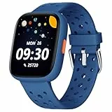 BIGGERFIVE Smartwatch Kinder, 1,8' Fitness Uhr Schrittzähler, 24/7 Puls, Schlafmonitor, Vibrationsalarm, IP68 Wasserdicht, Puzzlespiele mit/ohne App, für Mädchen Jungen Teens 5–16, Blau