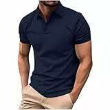 KOG Poloshirt Herren Polohemd Kurzarm Oberteil Einfarbig Shirts Baumwolle Laufshirt Jungen Arbeitsshirt Retro Kleidung Teenager Lässig Tops Marine XL
