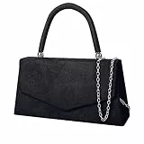 Women's Suede Envelope Clutch, Evening Bag With Faux Leather - Retro Style Handbag for Parties, Weddings, Events (One Size)