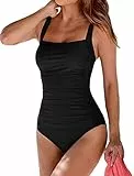 Brosloth Damen Badeanzug Badeanzüge Einteilige Bauchweg Bademode Swimsuit One Piece Push Up Badeanzüge Plus Size Badebekleidung Farbe: Schwarz Groesse:XL