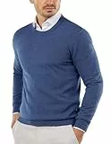 COOFANDY Pullover Herren Rundhals Business Strickpullover Männer Langarmshirt Pulli Office Sweatshirts Navyblau L