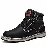 AX BOXING Winterschuhe Herren Warm Gefüttert Winterstiefel Herren Outdoor Winterboots Schneestiefel Rutschfest Wanderstiefel Größe 41-46 EU(Schwarz rot, 44 EU)