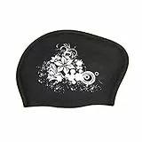 ZUMUii Butterme Damen Silikon Seidig Wasserdicht Schwimmen Mütze mit Floral Printing für Lange Haare Erwachsene Frauen zu halten Haar gesund und trocken (Schwarz)