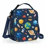 Clastyle Weltraum Isolierte Lunchtasche Kinder Klein Kühltasche Stern für Jungen Mädchen Wasserdichte Lunch Bag für Picknick Schulen, Blauer Planet