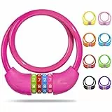 SPGOOD Fahrradschloss mit Zahlen für Kinder(10 x 650MM),Anti-Diebstahl Kabelschloss Code Kombination,Fahrrad Zahlenschloss für Mädchen Jungen,Fahrrad Zubehör Kinder Fahrrad Schloss(Rosenrot)