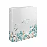 Ordner mit Motiv Blumen pastell: make today magic – Ringordner A4 – 8 cm breit, Leinenstruktur – Aktenordner als Bullet Journal, Sammelmappe, Gästebuch – für Büro, Schule, Uni