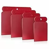 PETITONE Japanspachtel - 4tlg Premium Kunstoff Spachtel Set - Leicht zu reinigender Flächenspachtel - Spachtel Werkzeug - Extra große Griffnoppen - Spachtel Acrylmalerei - Besonders Präzise 45°-Kante