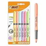 BIC Highlighter Grip Pastellmarker mit abgeschrägter Spitze, mehrfarbig, 1 Stück (6er Pack)