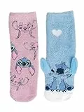 Disney Lilo & Stitch 3D ABS Kuschelsocken für Mädchen - Flauschige Kinder Wintersocken Stoppersocken antirutsch Socken Rosa/Blau (2er Pack) (DE/NL/SE/PL, Numerisch, 27, 30, Regular, Rosa/Blau)