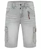 Timezone Herren Cargo Jeans Shorts Regular RYKERTZ Short Mid Waist Regular Fit, Größe:W 36, Farbe:T2 50025.3307-02085 Light Grey Wash