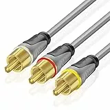 TNP Cinch AV Kabel, 3 RCA Kabel - 1m, Video Audio Chinchkabel, Composite 3x Cinch auf 3x Cinch-Stecker für Stereoverstärker, Heimkino, Fernsehen, DVD/Blu-Ray Player, Hi-Fi Anlagen