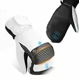tekkapoi Skihandschuhe Fäustlinge Damen Herren, Winterhandschuhe Wasserdicht Warm, Outdoor Thermo Handschuhe Touchscreen Weiß XL