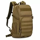 HUNTVP Militär Rucksack 25L Bundeswehr Rucksack Herren Taktischer Angelrucksack Wasserdicht Miltec MOLLE Tactical Backpack für Herren Damen Sport Radfahren Outdoor Camping, Braun
