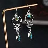 Ohrhänger für Damen, Vintage 925 Silber Türkis Dangle Ohrringe Hypoallergen Leicht Tropfen Anhänger Schmuck für Frauen Mädchen Party Hochzeit Ca