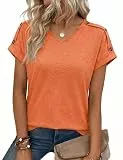 Totatuit Oberteile Damen Sommer Shirt Damen Lässig V-Ausschnitt T- Shirt Lose Kurzarm Locker Sitzendes Oberteil Casual Blusen