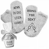 Rocking Socks Sekt Socken als lustiges Geschenk für Adventskalender für Frauen Flauschige Socken Wenn du das lesen kannst