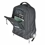 LIGHTPAK 46151 Laptop Trolley-Rucksack Master Schwarz 48,5 cm mit Rollen & versenkbarem Teleskopgriff, Business Reiserucksack mit Notebookfach & Organizer + ALASSIO Aluminium Sichtfeld Kofferanhänger