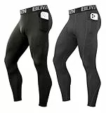 Boyzn 2er Pack Kompressionshose Herren, Sport Leggings Männer Atmungsaktiv Fitness Strumpfhosen, Funktionswäsche Tight Lang Unterhose, Laufhose Trainingstights mit Taschen Black/Carbon(Pocket)-XL
