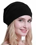osvyo Baumwolle Chemo Hüte Soft Caps Krebs Kopfbedeckungen für Frauen Haarausfall versiegelt Verpackung SCHWARZ