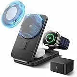 ESR 3 in 1 Ladestation Apple Watch und iPhone, Qi2.2 25 W Magsafe Ladestation mit CryoBoost, Klappbare Induktive Ladestation, Magsafe Wireless Charger für iPhone 17e/17/16 mit iOS 26, 65 W Adapter