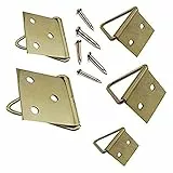 RIKAMA – Goldenes Bilderklappösen Set inklusive Nägel zur Aufhängung von Bildern, Fotos, Leinwänden und Rahmen – 50 Bilderhaken in den Größen 20x10mm, 24x12mm, 28x14mm, 32x16mm und 40x20mm (50er Mix)