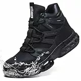 PAQOZKC Arbeitsschuhe Herren Damen Wasserdicht Sicherheitsschuhe Hoch Leicht Sicherheitsstiefel Sportlich Stahlkappenschuhe Dämpfung C21XD/Schwarz 44