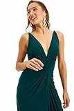 TRENDYOL Damen Drapieren Sie Detailliertes Abendkleid & Abschlusskleid Formal Night Out Dress, Emerald Green, 38 EU
