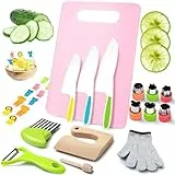LETTO & TAILOR Kindermesser ab 2 Jahre 25 Teiliges Montessori Messer Set Kinder Schneideset mit Holz Schneidemesser Sicheres Küchenset und Handschuhen Kinder Kochen Lernen ab 3 Jahre