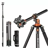 K&F Concept Neues Dreibein Stativ für Kamera, 230cm Professionelles Kamera Stativ mit Neuer Mittelsäule-Konstruktion, abziehbares Einbeinstativ, Tripod für Außen- und Innenaufnahmen T254A7+BH-28L