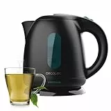Cecotec Wasserkocher - 1L Kapazität - Thermosense 140 Black. 2200W, schnelles Erhitzen, Anti-Kalk-Filter, BPA-frei und frei von anderen Schadstoffen, 360º drehbare Basis, kabelloses Gefäß