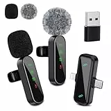 Bayanbulu Kabelloses Lavalier-Mikrofon für iPhone, iPad, Android-Handy, Mini-Mikrofon für Videoaufnahmen, TikTok, Vlog, YouTube, Rauschunterdrückung, Plug-Play Clip on Microphone (2er-Pack)