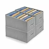 BOSCOW 4 Stück Kleiderschrank Organizer, (44x30x20,5 cm), 7 breite Fächer, zur Aufbewahrung von Jeans, Hosen, Pullovern, Hoodies und anderen Kleidungsstücken