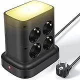 Glovios Mehrfachsteckdose mit USB,7 Fach Steckdosenleiste mit Schalter Mehrfachstecker,Mit Einstellbarem LED-Licht,Mehrfachstecker Überspannungsschutz,Steckerleiste mit 2M Verlängerungskabel