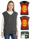 CYCYHEAT Beheizter Pullover Herren und Damen mit Powerbank 10000mAh 7,4V - Beheizbarer Pullover Jacke (DE/NL/SE/PL, Alphanumerisch, XXL, Regular, Regular, Weste Dunkelgrau)